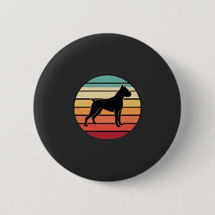 Bóton Redondo 5.08cm Boxer Dog Silhueta Pôr do Sol Vintage Retro