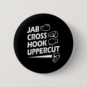 Bóton Redondo 5.08cm Boxer Sport Jab Cross Hook Uppercut Boxer Birthda
