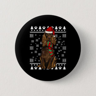 Bóton Redondo 5.08cm Boykin Spaniel Dog Santa Hat Natal Feio Natal