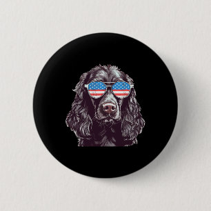 Bóton Redondo 5.08cm Boykin Spaniel EUA Bandeira Americana Cachorro Ócu