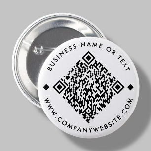 Bóton Redondo 5.08cm Branca Botão Código QR de Empresa Personalizada
