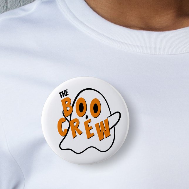 Bóton Redondo 5.08cm Branca de Halloween da Família Boo Crew Ghost (the boo crew ghost Halloween white button pin)