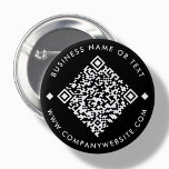 Bóton Redondo 5.08cm Branco | Botão Código QR de Empresa Personalizada<br><div class="desc">Pino do botão QR Code personalizável,  com um plano de fundo preto. Para gerar um novo código QR no design,  adicione o URL do seu site ou identificador de mídia social no recurso " personalizar este modelo".</div>