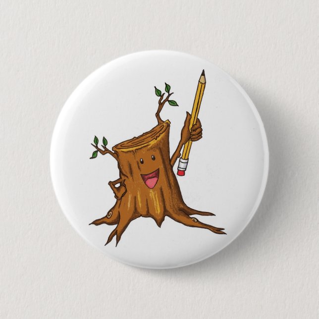 Bóton Redondo 5.08cm Branco (padrão) Stumpy do botão (Frente)