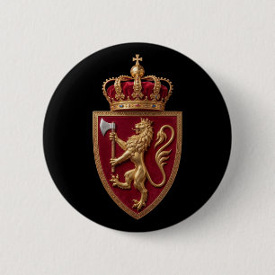 Bóton Redondo 5.08cm brasão de armas da Noruega símbolo emblema bandeir
