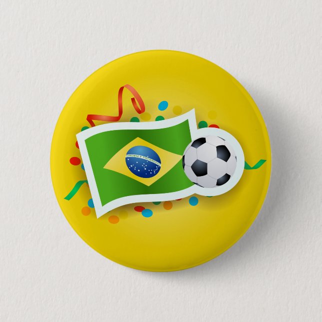 Bóton Redondo 5.08cm Brasil, futebol e bandeira (Frente)