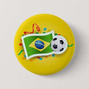 Bóton Redondo 5.08cm Brasil, futebol e bandeira