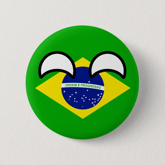 Bóton Redondo 5.08cm Brasil Geeky de tensão engraçado Countryball (Frente)