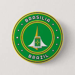 Bóton Redondo 5.08cm Brasilia Coat Of Arms Brazil