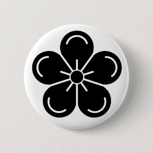 Bóton Redondo 5.08cm [Brasões de Família] Flor de Ameixa Decorada