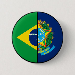 Bóton Redondo 5.08cm Brazil Flag and Coat of Arms Patriotic