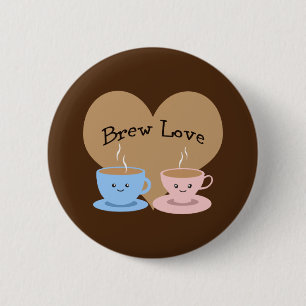 Bóton Redondo 5.08cm Brew Love! Mugs de café
