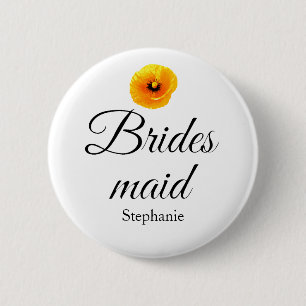 Bóton Redondo 5.08cm Bridesmaid Name Poppy Floral Abstrato Wedch Cute