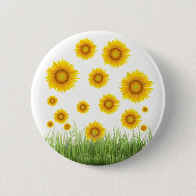Bóton Redondo 5.08cm Bright and Elegant Sunflower Graphic Design (Frente)