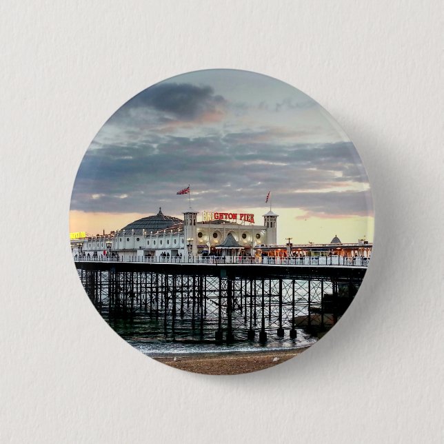 Bóton Redondo 5.08cm Brighton Pier Sunset (Frente)