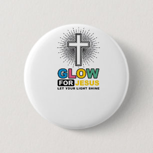 Bóton Redondo 5.08cm Brilhe Para Jesus Camisa Cristã Cruz Luz Design_