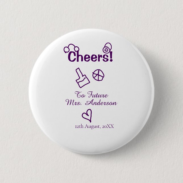 Bóton Redondo 5.08cm Brindemos à futura Sra. adicionar nome da noiva ro (Frente)