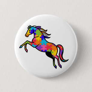 Bóton Redondo 5.08cm Broche (Botton) Quebra-Cabeça - Cavalo