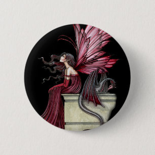 Bóton Redondo 5.08cm Broche de Dragão Fada Gótico, Botão