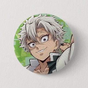 Bóton Redondo 5.08cm Broche de Sanemi Shinazugawa de Demon Slayer