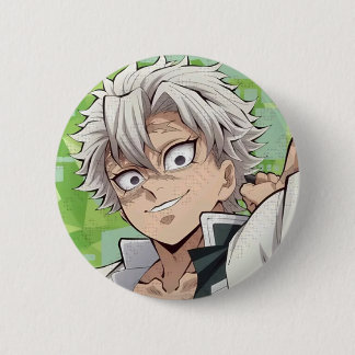 Bóton Redondo 5.08cm Broche de Sanemi Shinazugawa de Demon Slayer