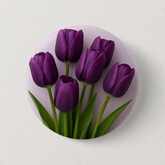 Bóton Redondo 5.08cm Broche de tulipa roxa