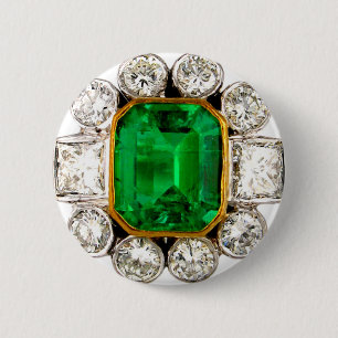 Bóton Redondo 5.08cm Broche esmeralda da bijutaria do vintage dos