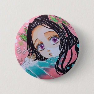 Bóton Redondo 5.08cm Broche Kanae Kocho do anime Demon Slayer