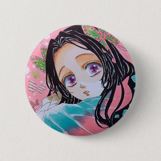 Bóton Redondo 5.08cm Broche Kanae Kocho do anime Demon Slayer
