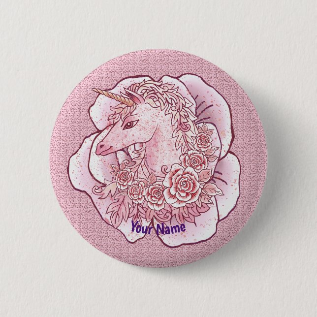 Bóton Redondo 5.08cm Broche Lady Unicorn (Frente)