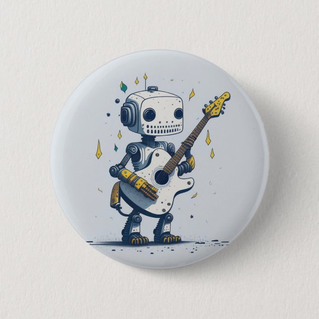 Bóton Redondo 5.08cm broche robot AI guitar hobby funny (Frente)