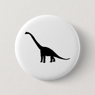 Bóton Redondo 5.08cm Brontosaurus do dinossauro preto e branco