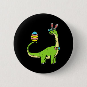 Bóton Redondo 5.08cm Brontossaurus Bunny Ears Páscoa Dia do Ovo Dinossa