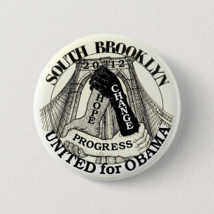 Bóton Redondo 5.08cm Brooklyn para Obama 2012