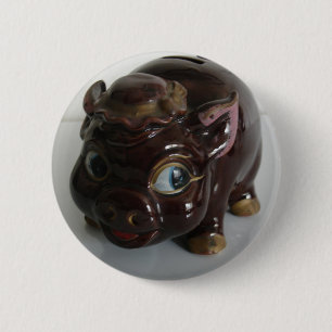 Bóton Redondo 5.08cm Brown Pig Piggy Bank