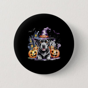 Bóton Redondo 5.08cm Bruxa do Labrador Retriever Preto de Halloween Fem