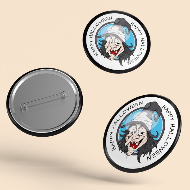 Bóton Redondo 5.08cm Bruxa Feliz de Halloween (Criador carregado)