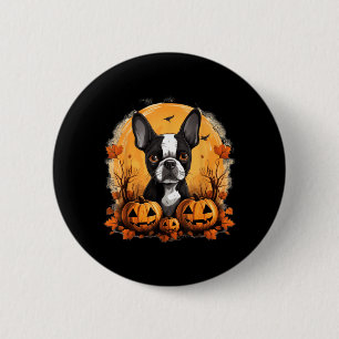 Bóton Redondo 5.08cm Bruxa Pitbull Feliz Uivo O Ween Abóbora Halloween