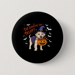 Bóton Redondo 5.08cm Bruxa Puppy Halloween Treat Labrador Puppy