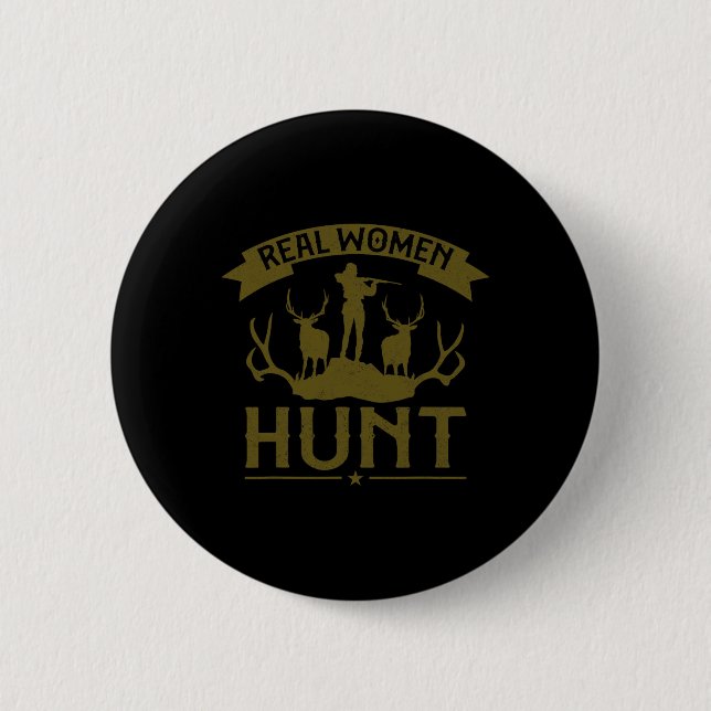 Bóton Redondo 5.08cm Buck Deer Hunter Hunt Mulher Real (Frente)