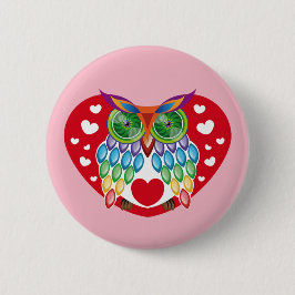 Bóton Redondo 5.08cm Búho colorido, amor