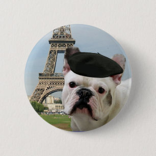 Bóton Redondo 5.08cm Buldogue francês no botão de Paris