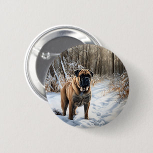 Bóton Redondo 5.08cm Bullmastiff Deixe Nevar Natal