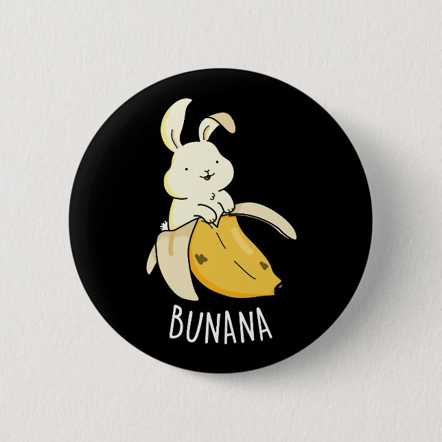Bóton Redondo 5.08cm Bunana Funny Bunny Em Uma Banana Pun Dark BG (Frente)