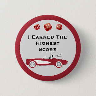 Bóton Redondo 5.08cm Bunco de Dados Convertíveis Vermelhos Retroativos