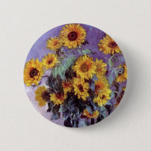 Bóton Redondo 5.08cm Buquê de Girassóis por Claude Monet, Arte Antiga