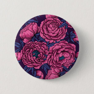 Bóton Redondo 5.08cm Buquê de pedônia rosa