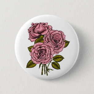 Bóton Redondo 5.08cm Buquê rosa-rosas