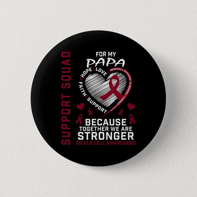 Bóton Redondo 5.08cm Burgundy Sickle Cell Awarness Items Papa Support (Frente)