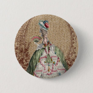 Bóton Redondo 5.08cm burlap Marie Antoinette, país francês barroco